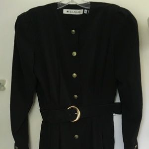 Vintage Ms. Chaus Black Dress Belt Shoulder Pads